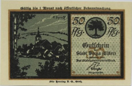 Аверс банкноты 50 пфеннигов Silhouette Series (Германия) 1921 года