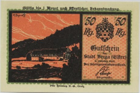 Аверс банкноты 50 пфеннигов Silhouette Series (Германия) 1921 года