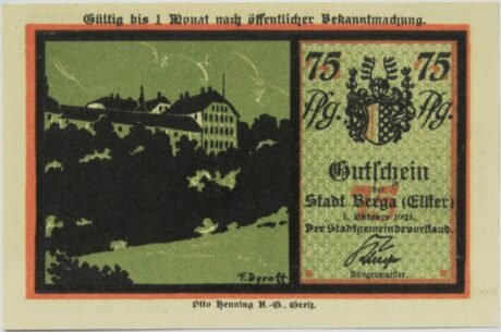 Аверс банкноты 75 пфеннигов Silhouette Series (Германия) 1921 года