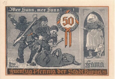 Реверс банкноты Seria myśliwska 50 fenigów, numer 3 (Niemcy) 1921