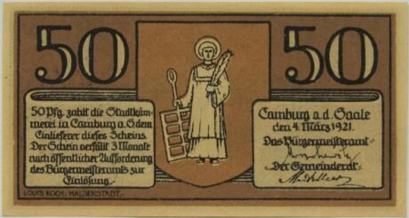 Аверс банкноты 50 fenigów (Niemcy) 1921