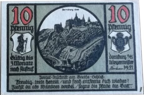 Аверс банкноты 10 fenigów (Niemcy) 1921