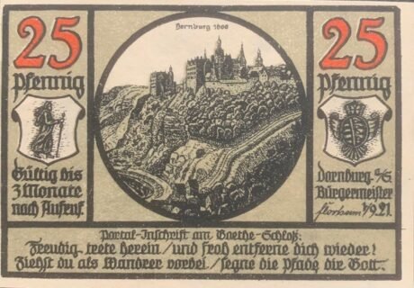 Аверс банкноты 25 пфеннигов (Германия) 1921 года