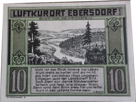 Реверс банкноты 10 fenigów (Niemcy) 1921