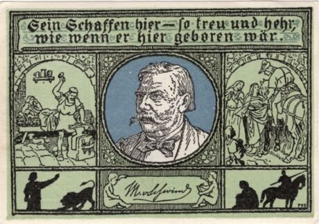 Реверс банкноты 50 fenigów Verlag von Robert Dahms (Niemcy)