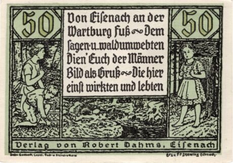 Аверс банкноты 50 fenigów Verlag von Robert Dahms (Niemcy)