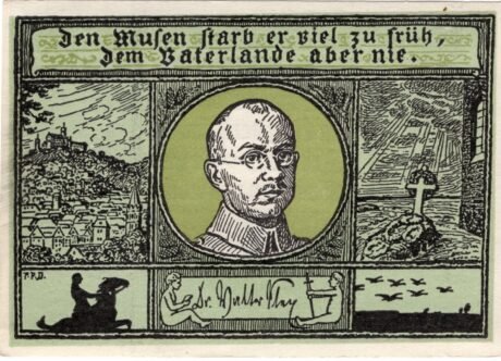 Реверс банкноты 50 fenigów Verlag von Robert Dahms (Niemcy)