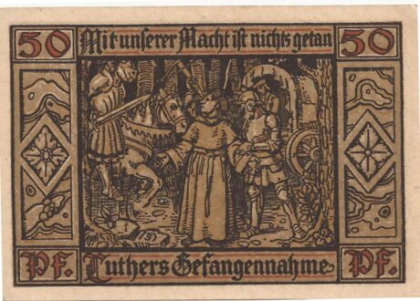 Реверс банкноты 50 fenigów Seria Jubileuszowa Lutra (Niemcy) 1921