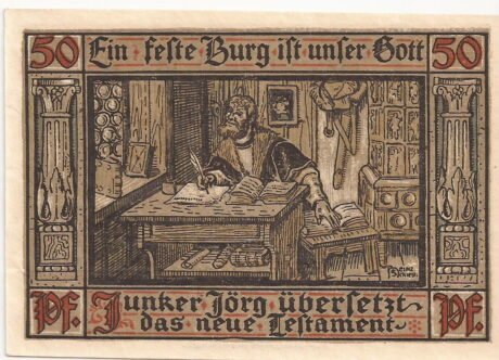 Реверс банкноты 50 fenigów Seria Jubileuszowa Lutra (Niemcy) 1921