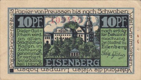 Аверс банкноты 10 fenigów (Niemcy) 1921