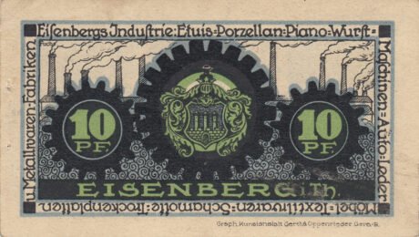 Реверс банкноты 10 fenigów (Niemcy) 1921