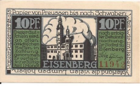 Аверс банкноты 10 fenigów (Niemcy) 1921