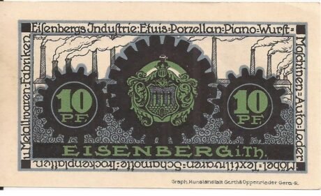 Реверс банкноты 10 fenigów (Niemcy) 1921