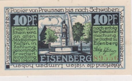 Аверс банкноты 10 fenigów (Niemcy) 1921