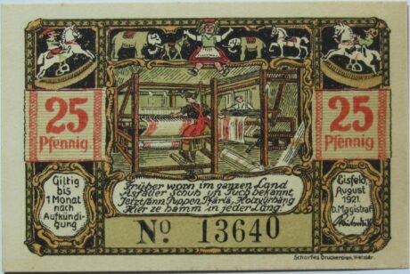 Реверс банкноты 25 fenigów (Niemcy) 1921