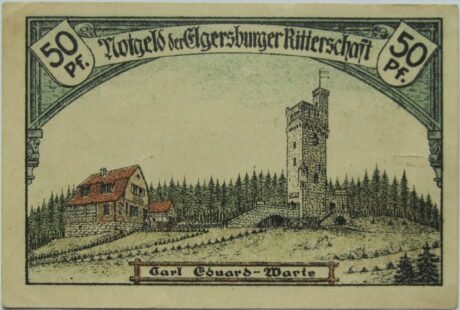 Реверс банкноты 50 fenigów Ritterschaft (Niemcy) 1921