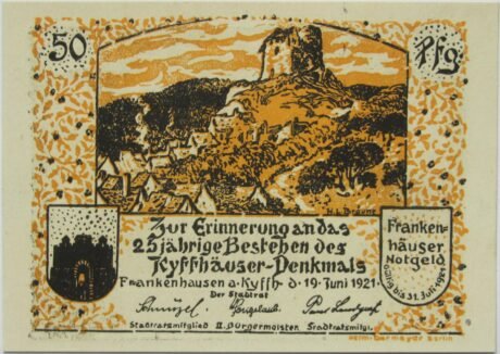 Аверс банкноты 50 fenigów Kyffhäuser Series (Niemcy) 1921