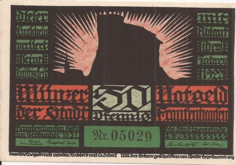 Аверс банкноты 50 fenigów (Niemcy) 1921