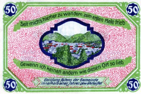 Реверс банкноты 50 fenigów (Niemcy) 1920