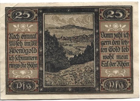 Реверс банкноты 25 fenigów (Niemcy) 1921