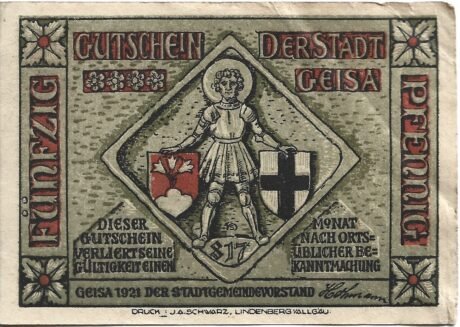 Аверс банкноты 50 fenigów (Niemcy) 1921