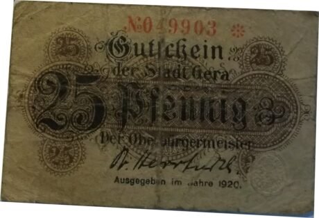 Аверс банкноты 25 пфеннигов (Германия) 1920 года