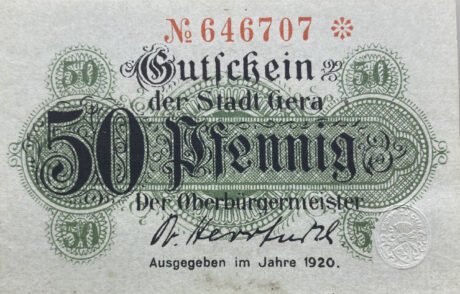 Аверс банкноты 50 пфеннигов (Германия) 1920 года