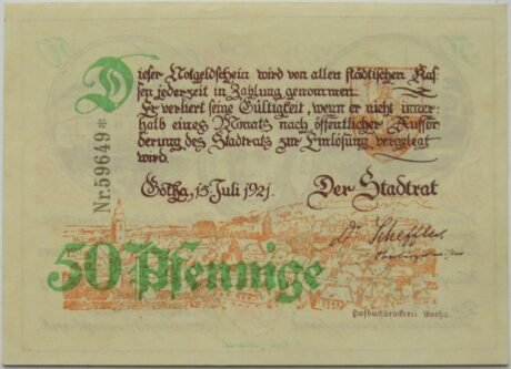 Аверс банкноты 50 fenigów (Niemcy) 1921