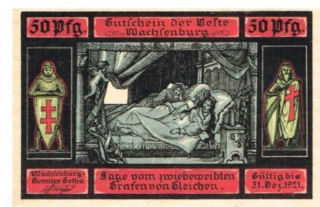 Аверс банкноты 50 fenigów Wachsenburg-Komitee (Niemcy) 1921