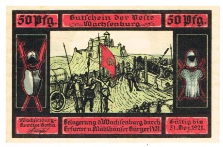 Аверс банкноты 50 fenigów Wachsenburg-Komitee (Niemcy) 1921