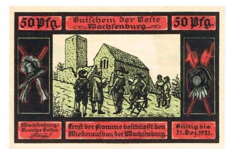 Аверс банкноты 50 fenigów Wachsenburg-Komitee (Niemcy) 1921