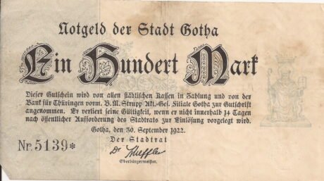 Аверс банкноты 100 marek (Niemcy) 1922