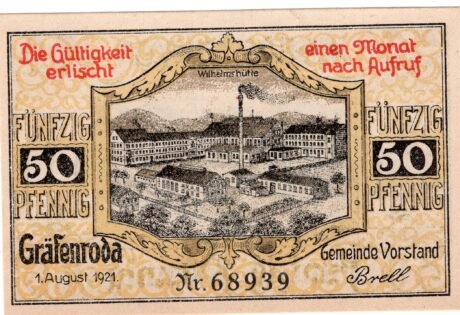 Аверс банкноты 50 fenigów (Niemcy) 1921