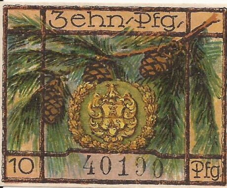 Аверс банкноты 10 fenigów (Niemcy) 1921