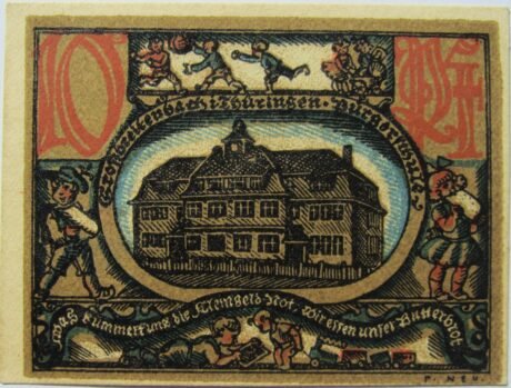 Реверс банкноты 10 fenigów (Niemcy) 1921