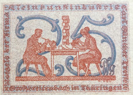 Реверс банкноты 25 fenigów Kleinkunstindustrie Carl Günther Tresselt (Niemcy) 1921