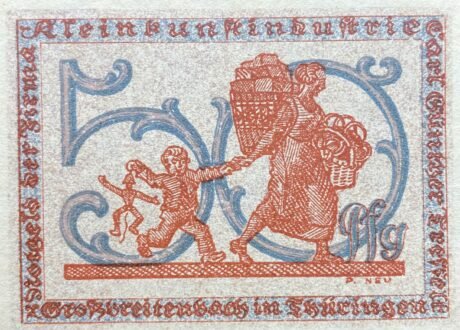 Реверс банкноты Moneta 50 fenigów Kleinkunstindustrie Carl Günther Tresselt (Niemcy) 1921