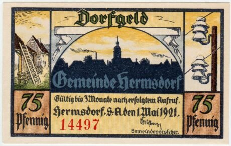 Аверс банкноты 75 пфеннигов (Германия) 1921 года