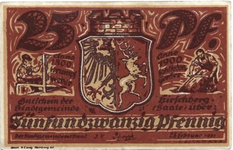 Аверс банкноты 25 fenigów (Niemcy) 1921