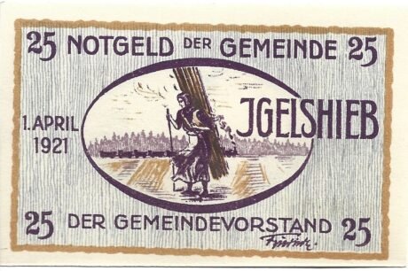 Аверс банкноты 25 fenigów (Niemcy) 1921