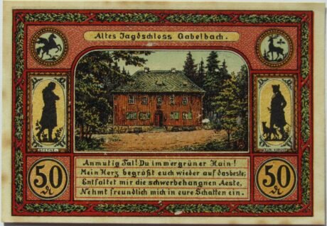 Реверс банкноты Seria 50 fenigów Goethego - Gabelbach (Niemcy) 1921