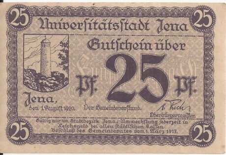 Аверс банкноты 25 fenigów (Niemcy) 1920