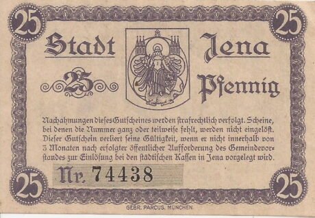 Реверс банкноты 25 fenigów (Niemcy) 1920
