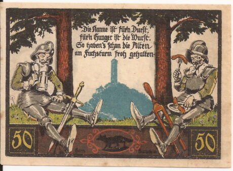 Реверс банкноты 50 fenigów Fuchsturmgemeinde (Niemcy) 1921