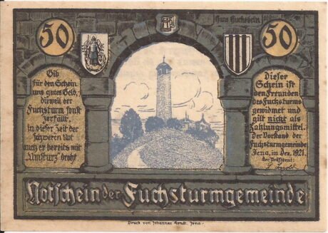 Аверс банкноты 50 fenigów Fuchsturmgemeinde (Niemcy) 1921