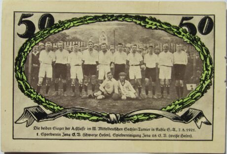Реверс банкноты 50 fenigów Spielvereinigung Jena 08 (Niemcy) 1921