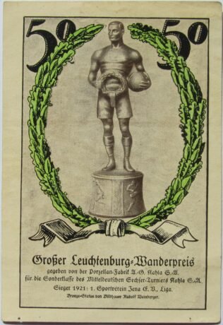 Реверс банкноты 50 fenigów Spielvereinigung Jena 08 (Niemcy) 1921