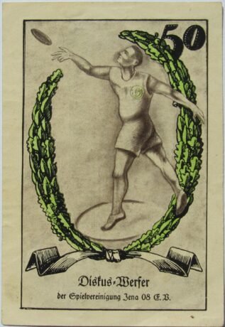 Реверс банкноты 50 fenigów Spielvereinigung Jena 08 (Niemcy) 1921