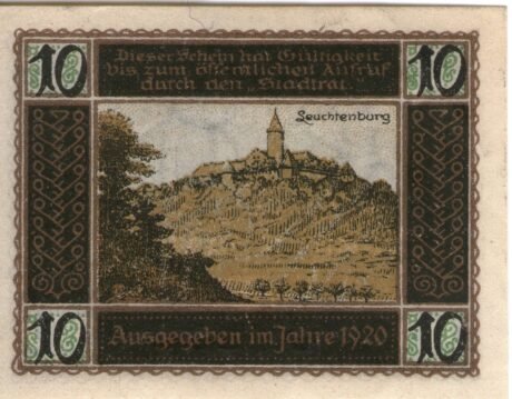 Реверс банкноты 10 fenigów (Niemcy) 1920