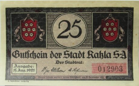 Аверс банкноты 25 fenigów (Niemcy) 1921